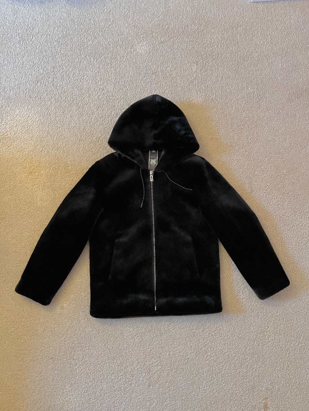 Women's Faux Fur Hoodie Black NWOT